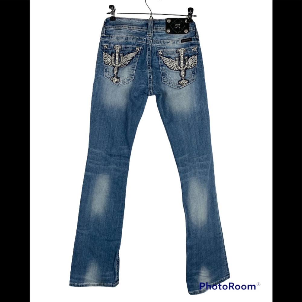 Miss Me jeans 26 boot fleur de lis bling low rise sexy club denim